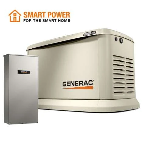 A Generac standby generator shown on the Legacy Electrical Services website
